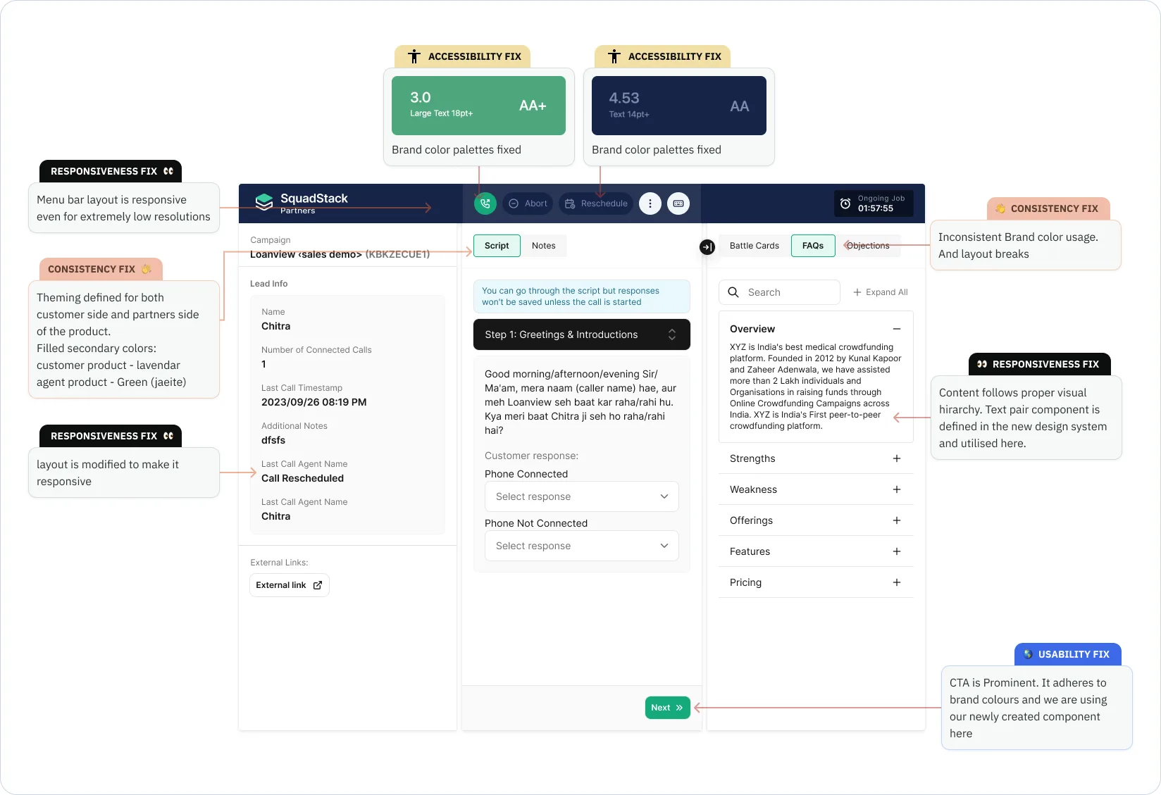 After: the same surface rebuilt from token-driven components